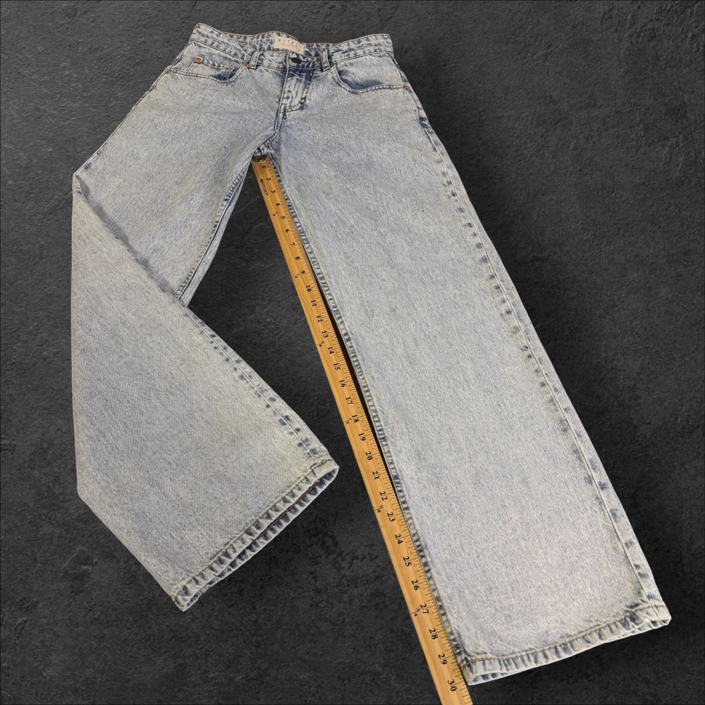 Motel Rocks Women Light Wash High Waisted Wide Leg Cotton  Jeans Size W24 L32 - Picture 14 of 16